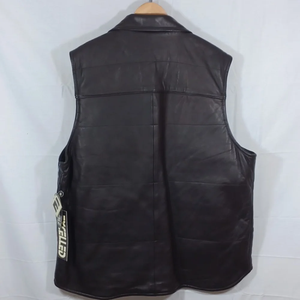 Excelled Mens Leather Reversible Vest Color Brown  Size XL - Picture 5 of 8